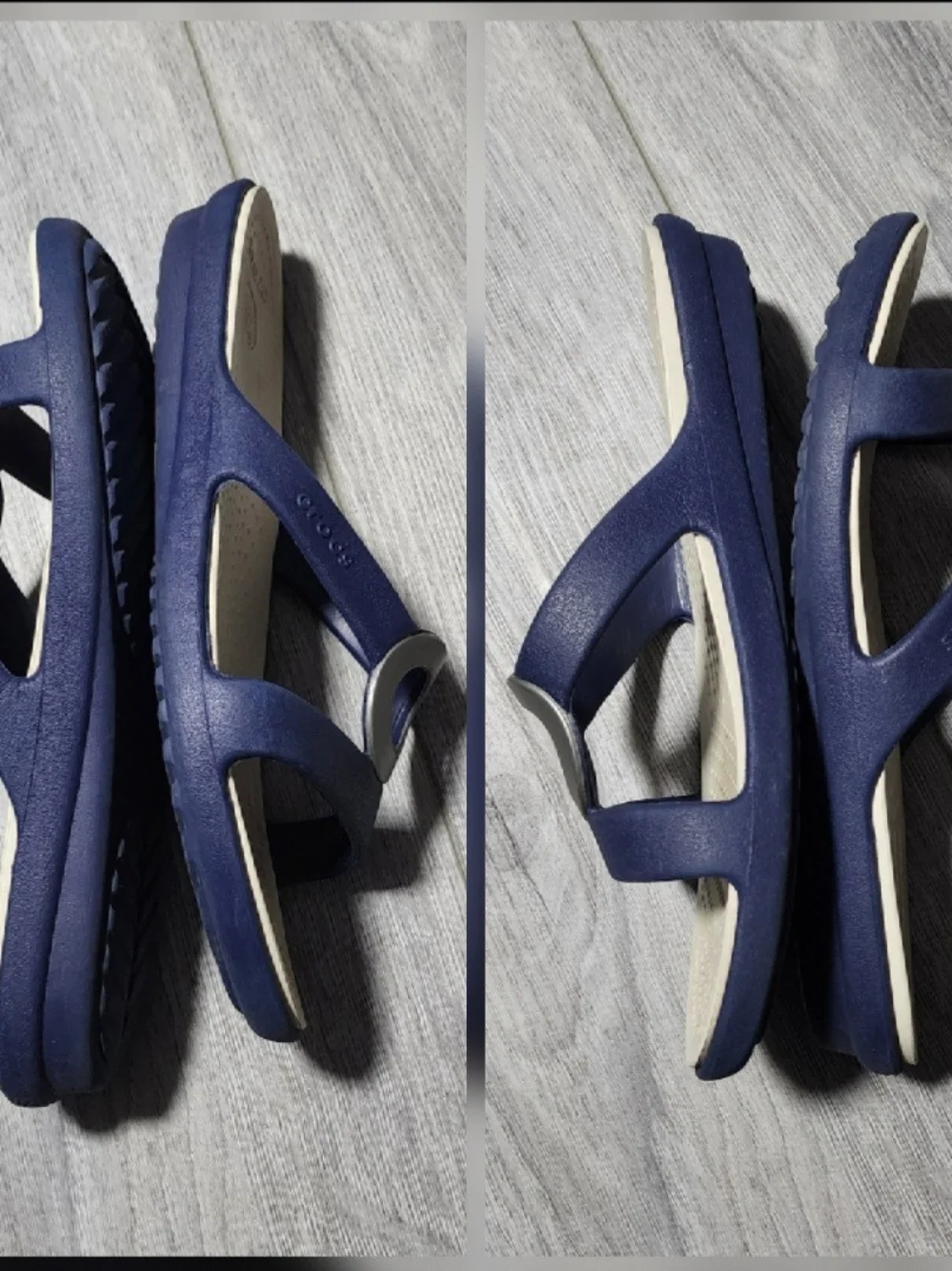 Crocs Sanrah Beveled Circle Navy Blue Slide Sandals Womens Size 8